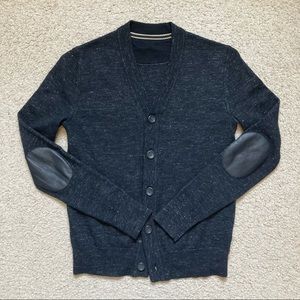 BR Wool Cardigan with Pleather Elbow Pads - XS